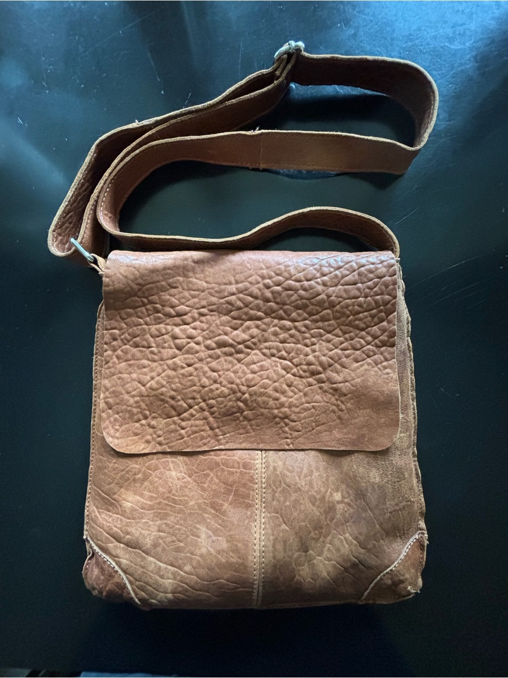 Maxon Brown Pebbled Leather Nappa Texas Adjustable Strap
Crossbody Bag- Italy